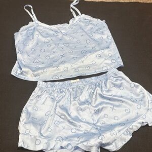 Colsie Light Blue Heart and XO Print Pajama Set